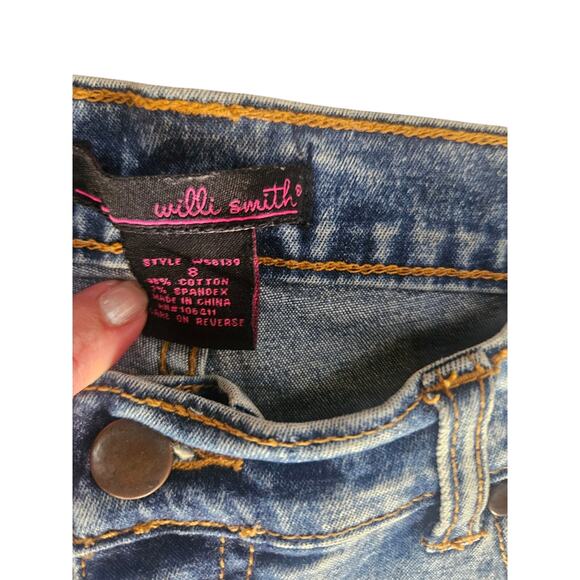 Vintage Willi Smith Embroidered Jeans Sz 8 Paisley Bootcut Y2K - Picture 6 of 9